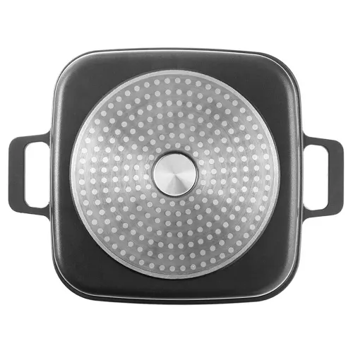 Garnek granitowy ze szklaną pokrywką patelnią grillową koszyczkiem GRANDE 2+4 l 4 el.