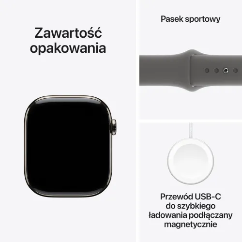 Apple Watch Series 10 GPS + Cellular koperta 42mm tytan naturalny pasek sportowy górska szarość