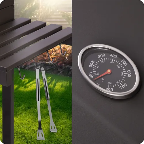 Grill węglowy ogrodowy Berdsen BD-891 komin żeliwny ruszt termometr + pokrowiec