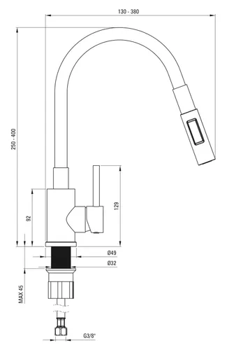 Bateria DEANTE Luno BOC N74M Nero