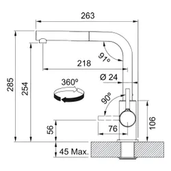Bateria FRANKE Lina L Pull-out 115.0728.489 Beżowy