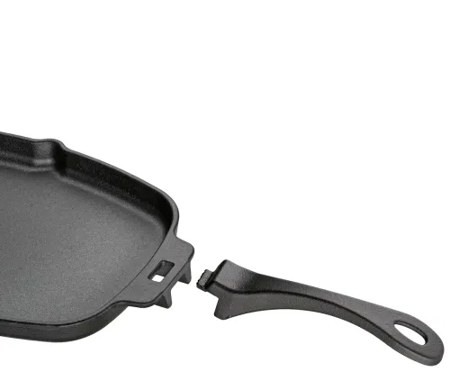 KUCHENPROFI BBQ 33 x 21 cm - patelnia żeliwna z odpinaną rączką i deską do serwowania