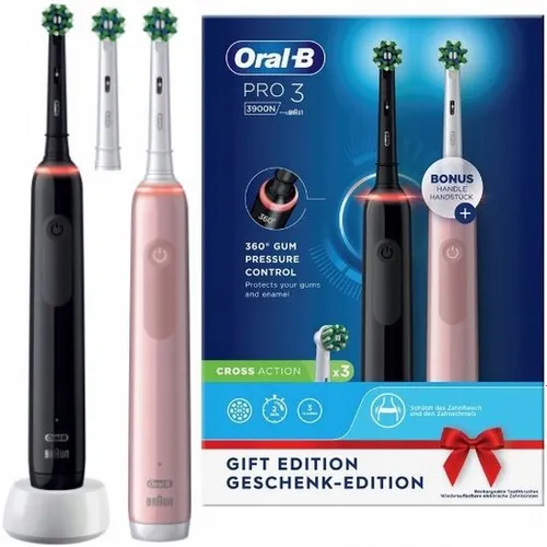 Электрическая зубная щетка Oral-B Pro 3 3900n Duo черный / розовый