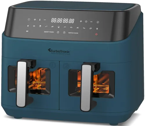 Air Fryer Frytkownica beztłuszczowa TURBOTRONIC TT-DAF6W Niebieski 9l z podwójnym koszem