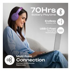 Słuchawki bezprzewodowe PowerLocus P19 Purple Nauszne Bluetooth 5.3 Fioletowy