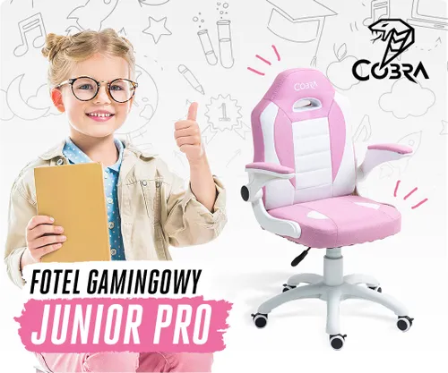 Fotel COBRA Junior Pro CRF2304 7.1T Różowo-biały