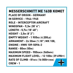 Cobi Klocki Klocki Messerschmitt Me 163B Komet 543 elementów