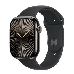 Apple Watch Series 10 GPS + Cellular koperta 42mm tytan łupek pasek sportowy czarny S/M