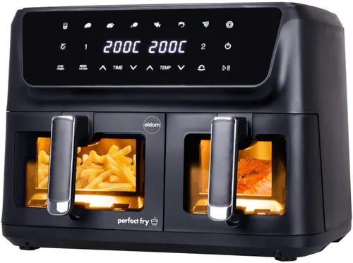 Air Fryer Frytkownica beztłuszczowa ELDOM FR220 Dualo 11l z podwójnym koszem i okienkiem do obserwacji postępów gotowania