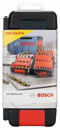 18-częściowy zestaw wierteł do metalu HSS-Co Toughbox, DIN 338, 135° Bosch 2607017047