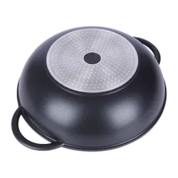 Patelnia wok granitowa ze szklaną pokrywką GRANDE 32 cm