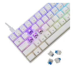 Klawiatura gamingowa White Shark Shinobi Blue przewodowa mechaniczna podświetlana biała