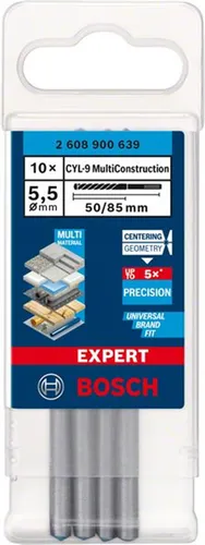 Wiertła wielozadaniowe 5,5x50x85mm, 10szt. Bosch EXPERT CYL-9 MultiConstruction