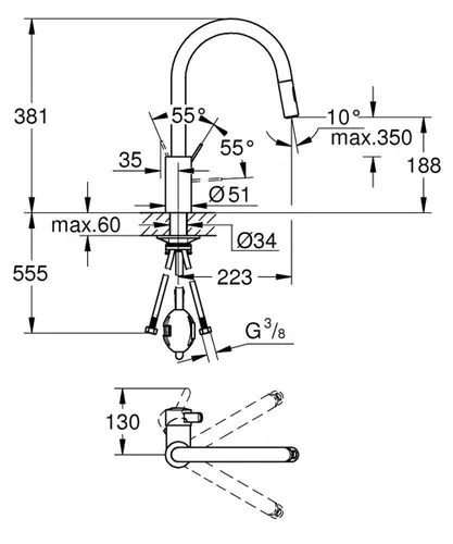 Bateria GROHE Eurosmart Cosmopolitan 31481001 Chrom