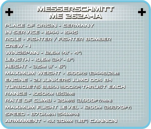 Конструктор COBI Messerschmitt Me262 A-1a