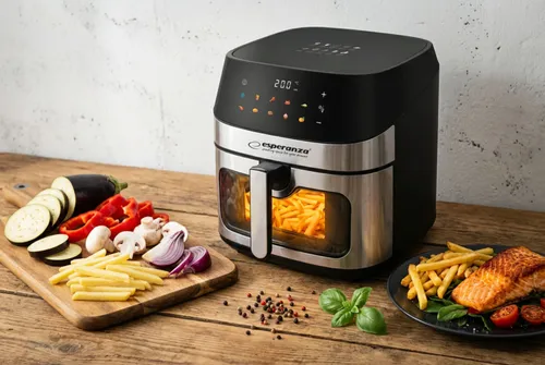 Air Fryer Frytkownica beztłuszczowa ESPERANZA Patate Al Forno 8l z 10 automatycznymi programami i okienkiem do obserwacji postępów gotowania