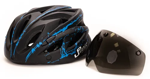 Kask rowerowy URBAN PRIME UP-HLM-EBK-BB Czarno-niebieski MTB (rozmiar L) + Magnetyczne okulary przeciwsłoneczne