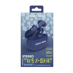 Słuchawki bezprzewodowe Music Hero TWS X-BEAT Dokanałowe Bluetooth Niebieski