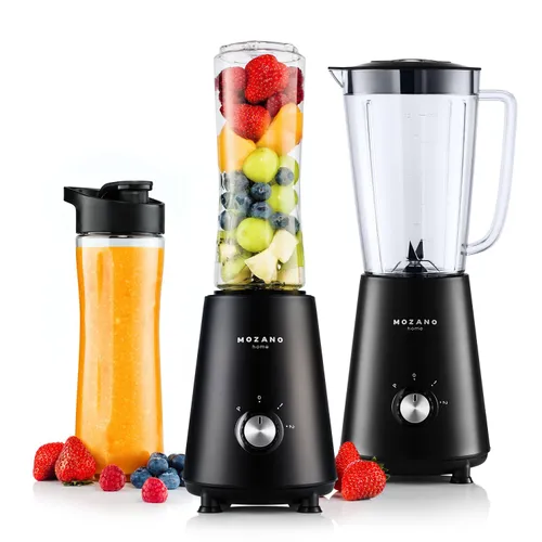 Blender kielichowy MOZANO M01 Czarny (Sportowy) + 2 bidony w komplecie