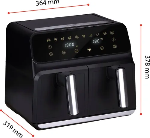 Air Fryer Frytkownica beztłuszczowa ALPINA 871125224012 8l z podwójnym koszem programator czasowy