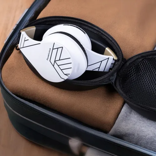 Słuchawki PowerLocus P2 bezprzewodowe Bluetooth/microSD/radio FM czarno-białe