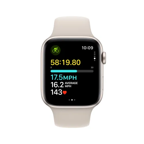 Apple Watch SE 2gen GPS koperta 44mm z aluminium Księżycowa poświata pasek sportowy Księżycowa poświata S/M