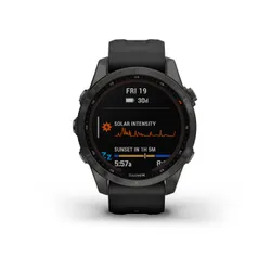 Смарт-часы Garmin FENIX 7S Sapphire Solar титановый угольно-серый DLC с силиконовым ремешком (010-02539-25)