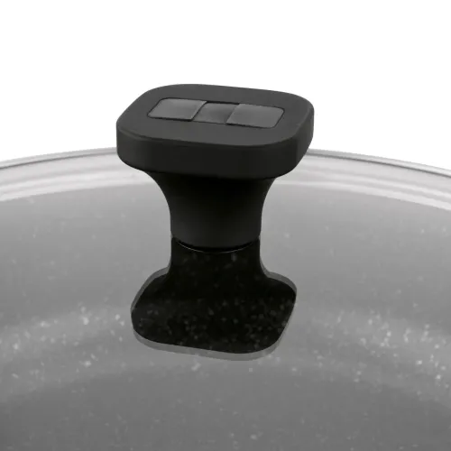 Patelnia na indukcję marmurowa z pokrywką krótkie uchwyty Starke Pro Ochre 28 cm