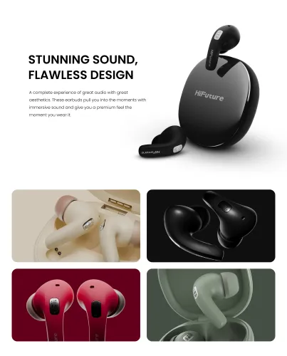 Słuchawki bezprzewodowe HiFuture FlyBuds4 Dokanałowe Bluetooth 5.4 Funkcje AI z tłumaczeniem ponad 130 języków, Czarny