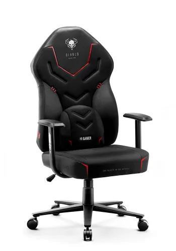 Fotel Diablo Chairs X-Gamer 2.0 Normal Size Gamingowy do 150kg Skóra ECO Tkanina Dark obsidian