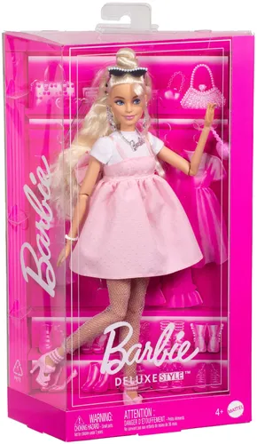 Lalka Barbie Deluxe Style Różowa sukienka z dużą kokardą HYV27