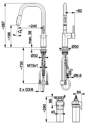 Bateria kuchenna KFA z filtrem BLUE S DUERO PURE STYLE PULL OUT 6623-313-81 Czarna