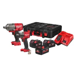 Zestaw elektronarzędzi Milwaukee M18 FPP2AS-553P (klucz udarowy + klucz udarowy kompaktowy + 3x akumulator + ładowarka + skrzynia)