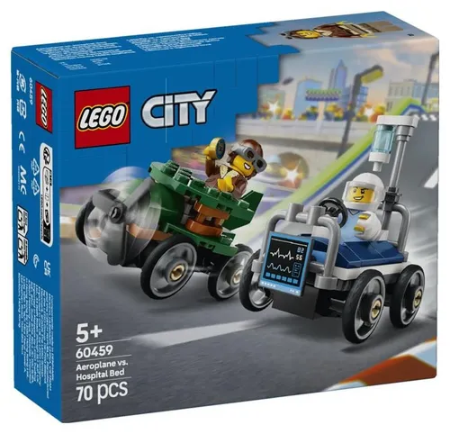 LEGO City Great Vehicles 60459 Zestaw wyścigówek: samolot kontra łóżko szpitalne