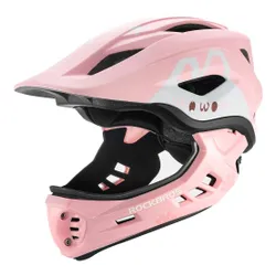 Kask rowerowy ROCKBROS TT-32002 Rabbit Różowy Full Face dla Dzieci z odkręcaną szczęką (rozmiar M)
