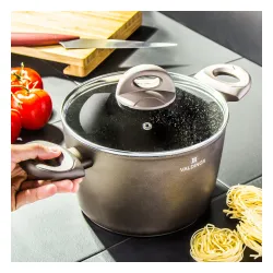 Garnek aluminiowy z pokrywką VALDINOX AURUM CIEMNOBRĄZOWY 3,2 l