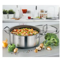 SPRING Cut Resist Pure – garnek niski z powłoką nieprzywierającą stal nierdzewna śred. 24 cm 4,7 l