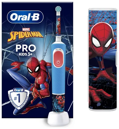 Электрическая зубная щетка Oral-B Pro Kids 3 + Чехол-паук синий