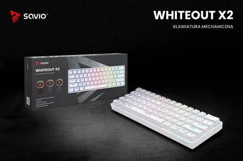 Klawiatura mechaniczna Savio Whiteout X2 Outemu Red Hot Swap Biały