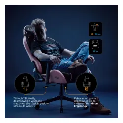 Fotel Diablo Chairs X-One 2.0 Small Akira Pink Gamingowy do 90kg Tkanina Czarno-Różowy