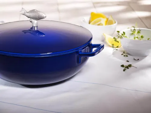 STAUB Żeliwna patelnia do duszenia z pokrywką 24 cm, niebieski