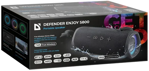 Głośnik mobilny DEFENDER Enjoy S800 Radio FM Czarny