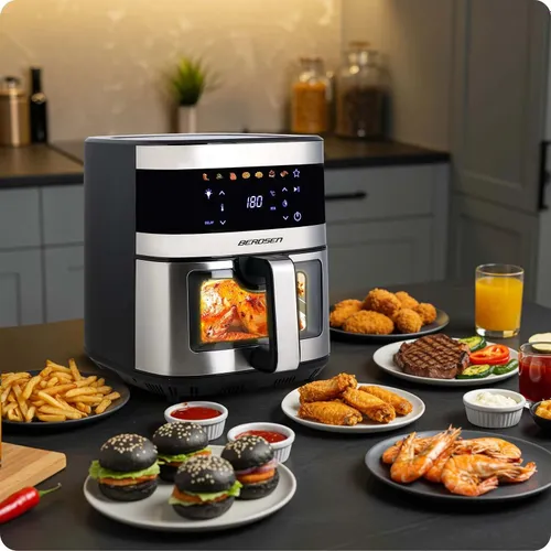 Air Fryer Frytkownica beztłuszczowa BERDSEN BD-656 9.1l 7 gotowych programów Srebrny