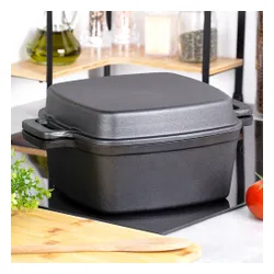 Garnek Żeliwny Brytfanna Brytfanka Patelnia do Pieczenia Smażenia 2w1 25 cm