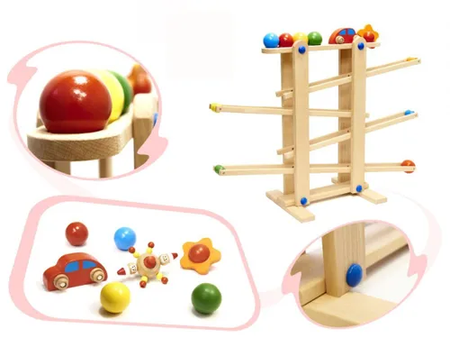 Drewniany Tor Kulkowy Samochodowy Kulodrom Zjeżdżalnia Piłek Montessori Xxl