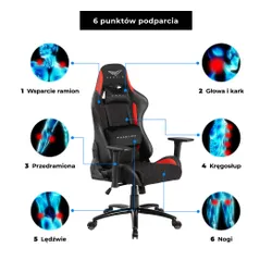 Fotel GAMVIS Phantom Large Czarny (czerwone elementy)