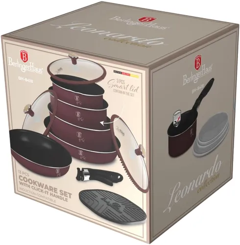 Zestaw patelni i garnków BERLINGER HAUS Leonardo Nordic BH-8418 (13 elementów)