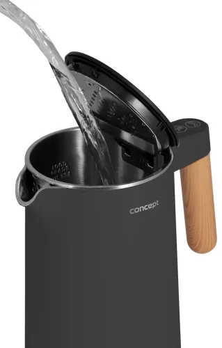 Czajnik elektryczny bezprzewodowy ze stali nierdzewnej CONCEPT DOUBLE WALL CIEMNOSZARY 1,5 l