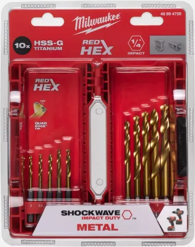 Milwaukee Red Hex Shockwave HSS Ground Tin Metal Matkap Ucu (10 adet)