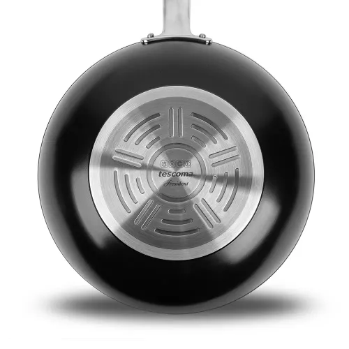 TESCOMA President 30 cm czarna - patelnia / wok nieprzywierający z pokrywką